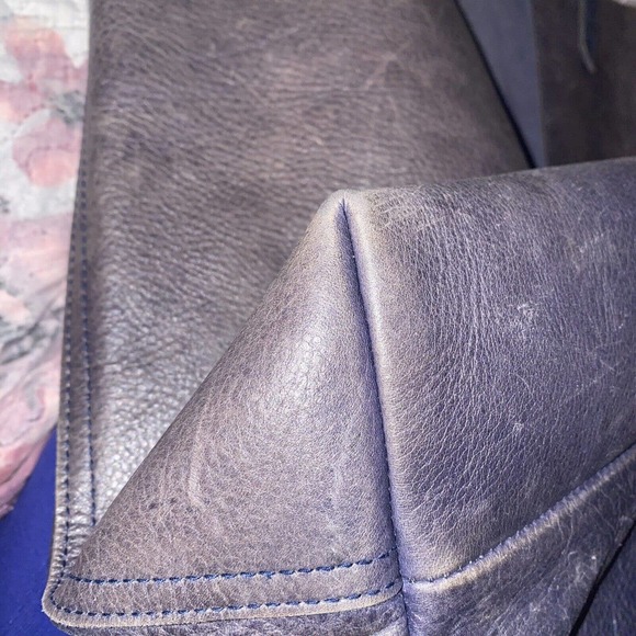 MADEWELL Suede Stripe Transport Tote Midnight Blue Leather Large Shoulder Bag - Picture 16 of 16